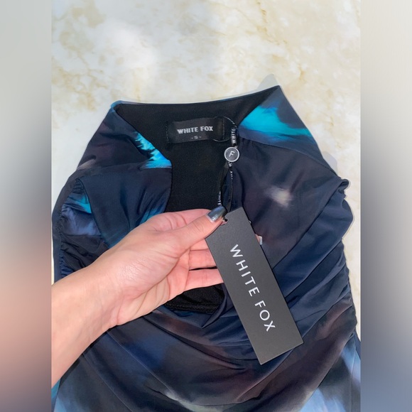 NWT White Fox Blue/Green Mind Games Strapless Mini Dress - Picture 9 of 11